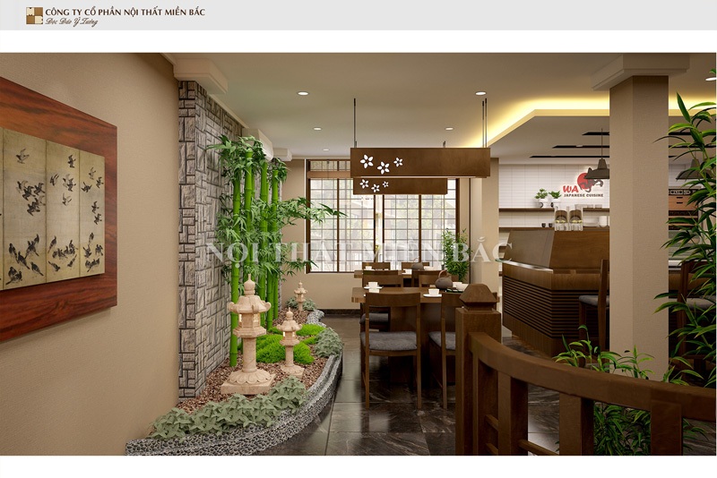Mẫu thiết kế nội thất nhà hàng Nhật Bản độc đáo